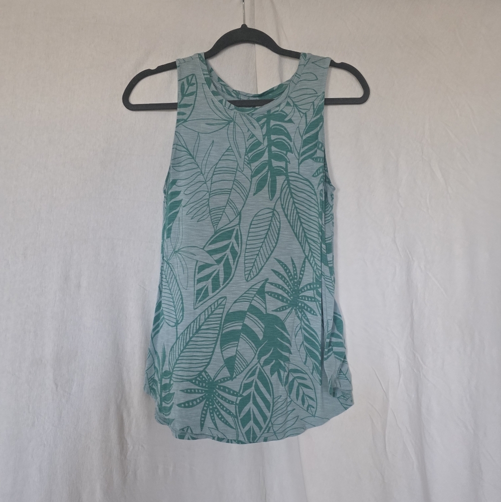 Old Navy Luxe Teal Leaf Print Top